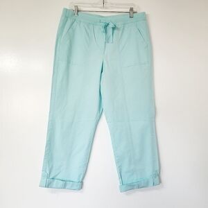 Talbots Outlet Turquoise Button Cuff Capri Pants Size 12